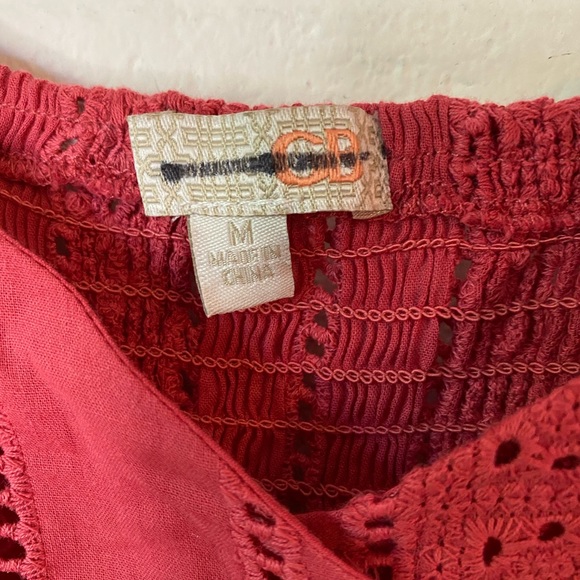 Gianni Bini Blush Eyelet Lace Pattern Puff Sleeves Fit and Flare Dress - Picture 3 of 11